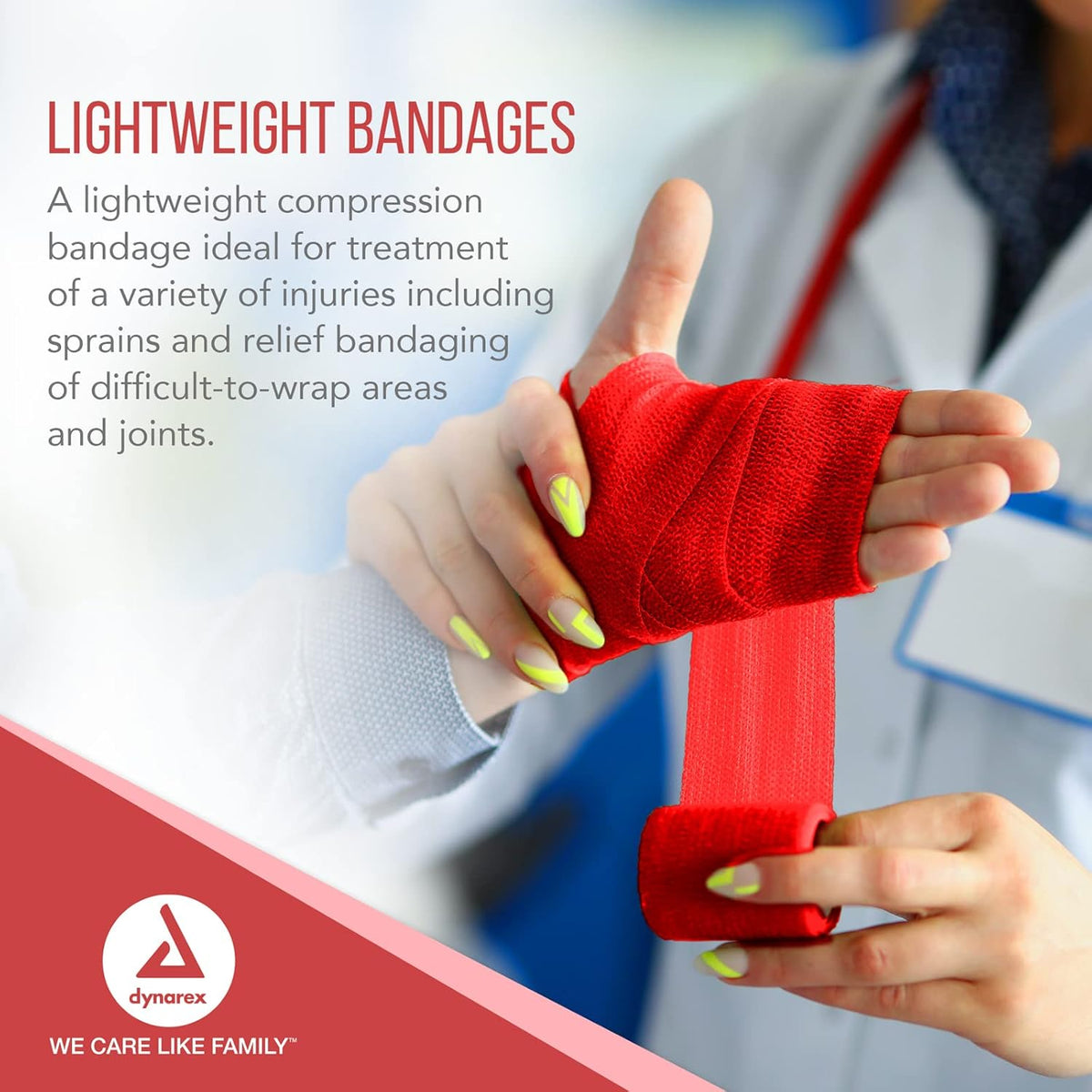 Dynarex Sensi Wrap, Self-Adherent, Red