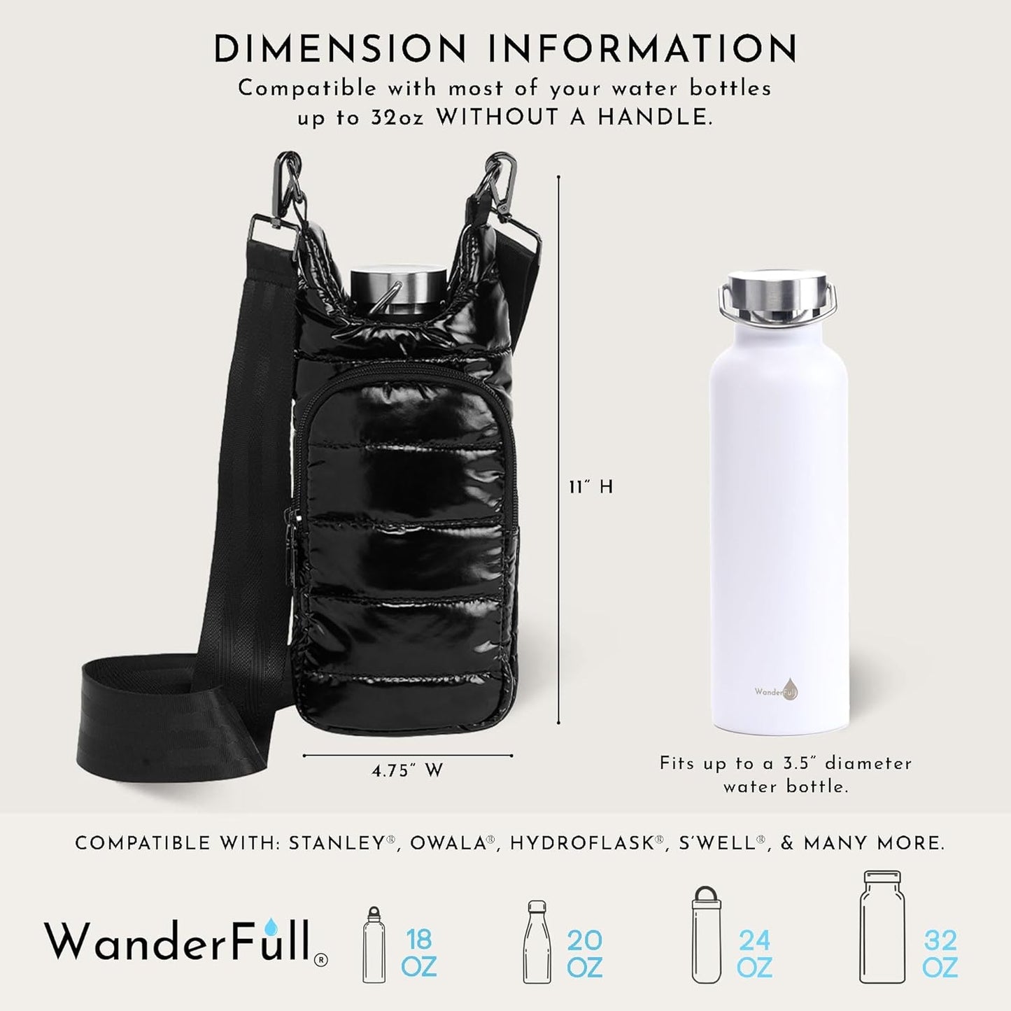 Black Glossy HydroBag® with Black Strap