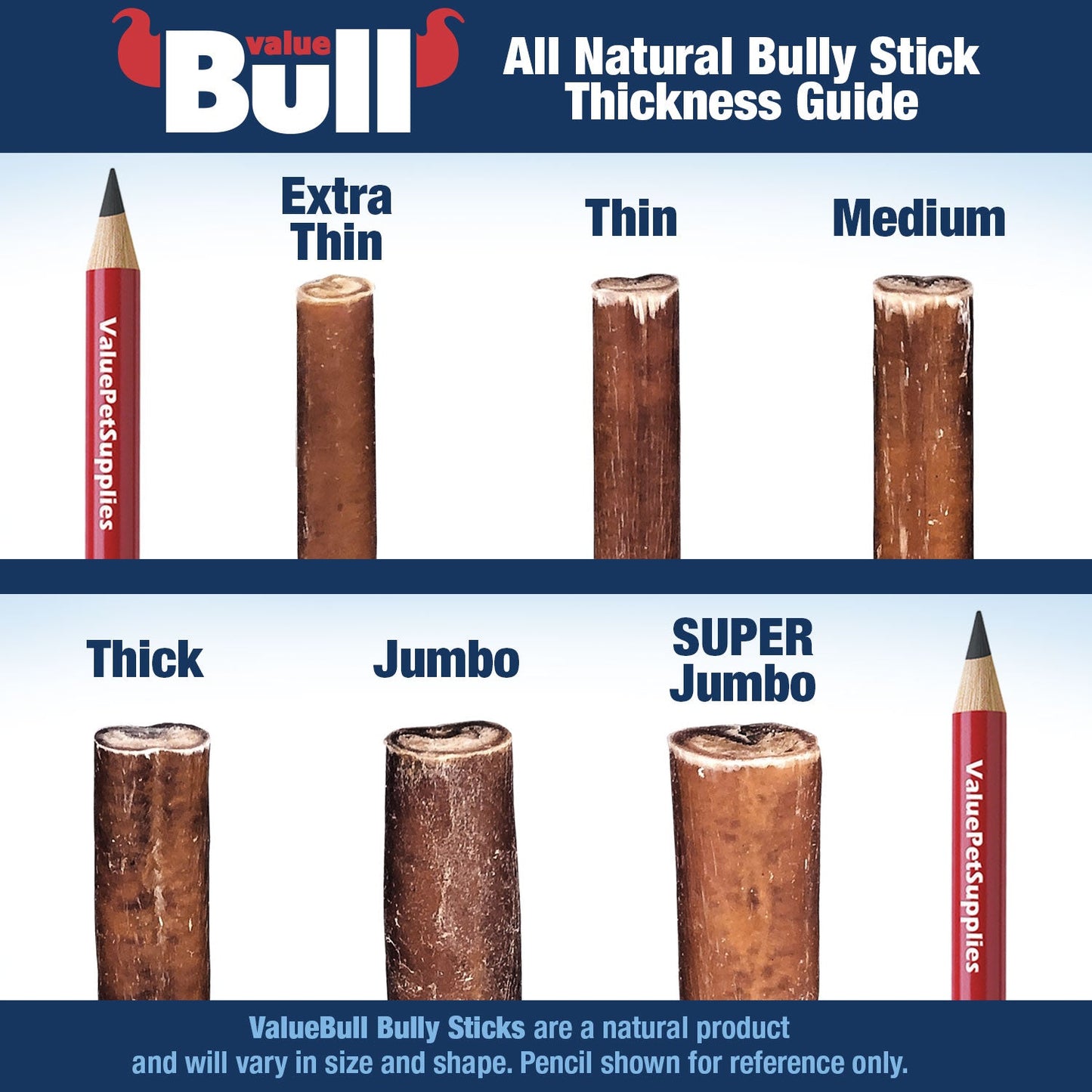 ValueBull USA Bully Sticks for Dogs, Medium 6 Inch, 25 Count