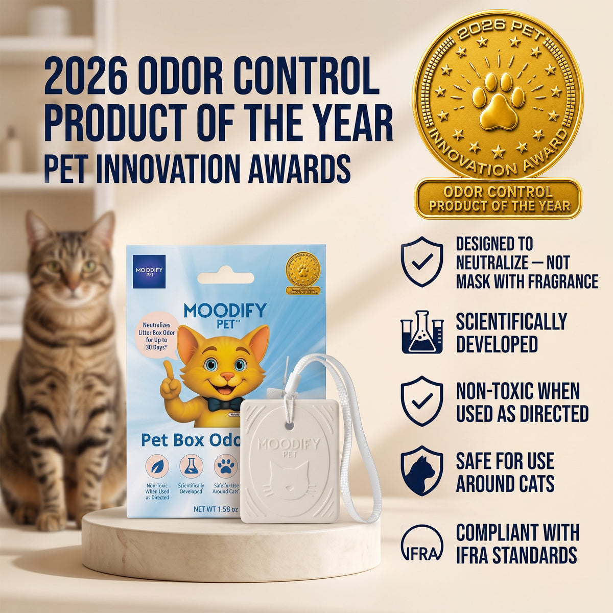 MoodifyPet Cat Litter Box Odor Neutralizer — 3 Pack (Multi-Cat)