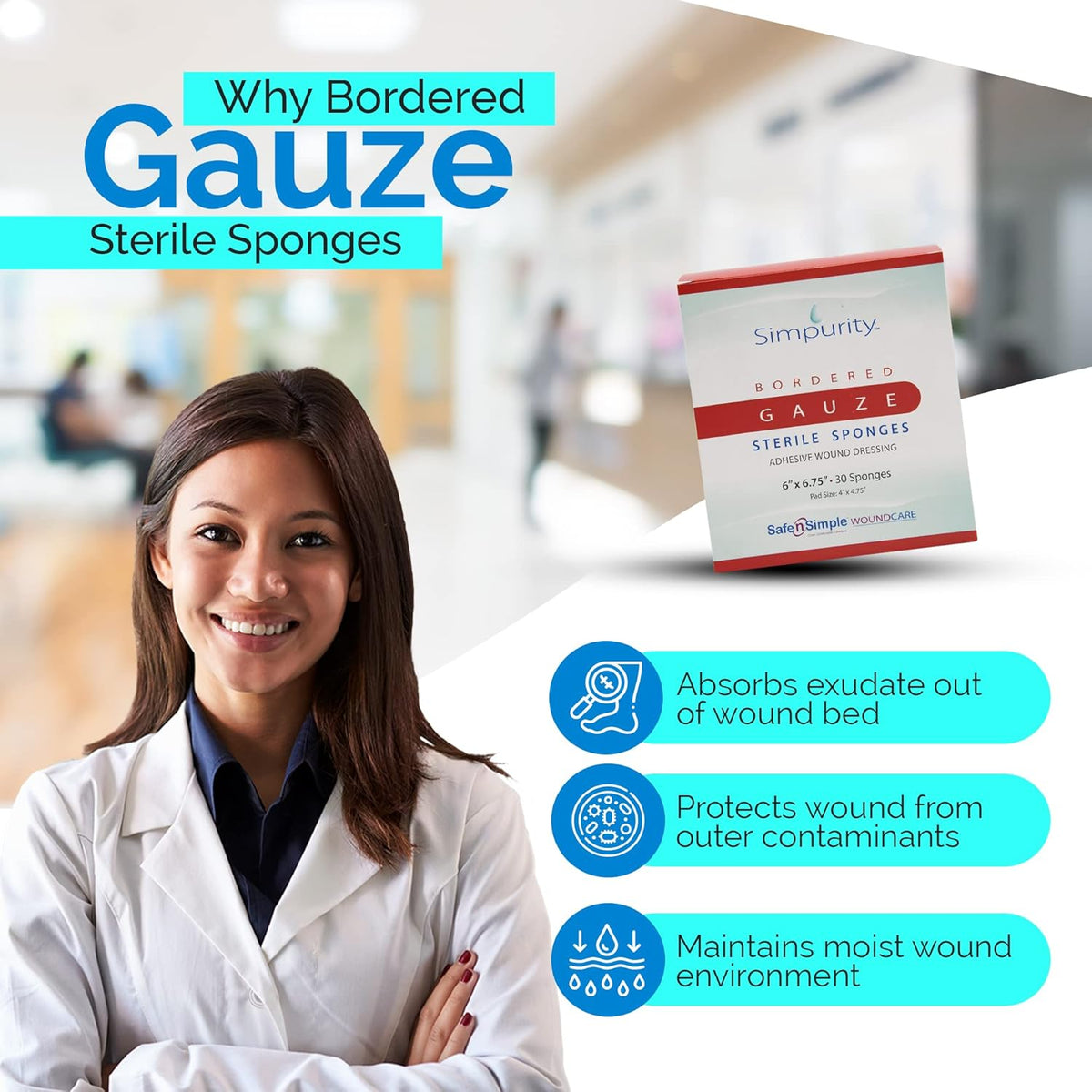 Safe N Simple Simpurity Bordered Woven Gauze (480 Count)