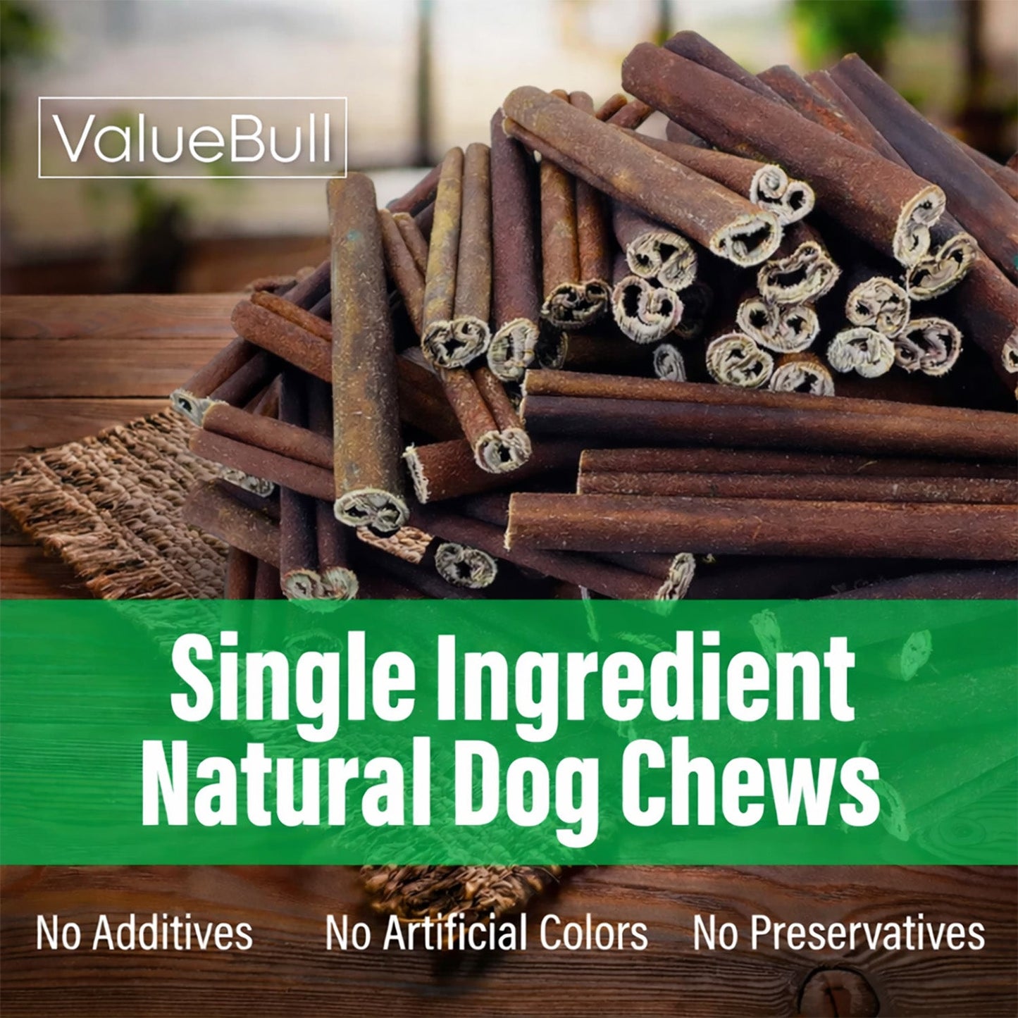 ValueBull Buffalo Collagen Sticks for Dogs, 6 Inch Medium Chews, Natural Long-Lasting Dog Treats, 10 Count