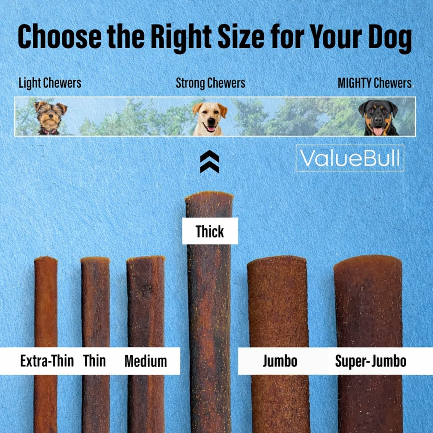 ValueBull Buffalo Collagen Sticks for Dogs, 6 Inch Thick Chews, Natural Long-Lasting Dog Treats, 10 Count