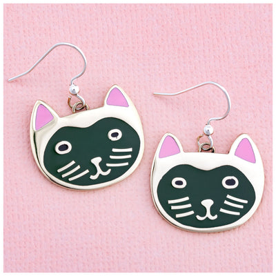 Hand Painted Cat Earrings
