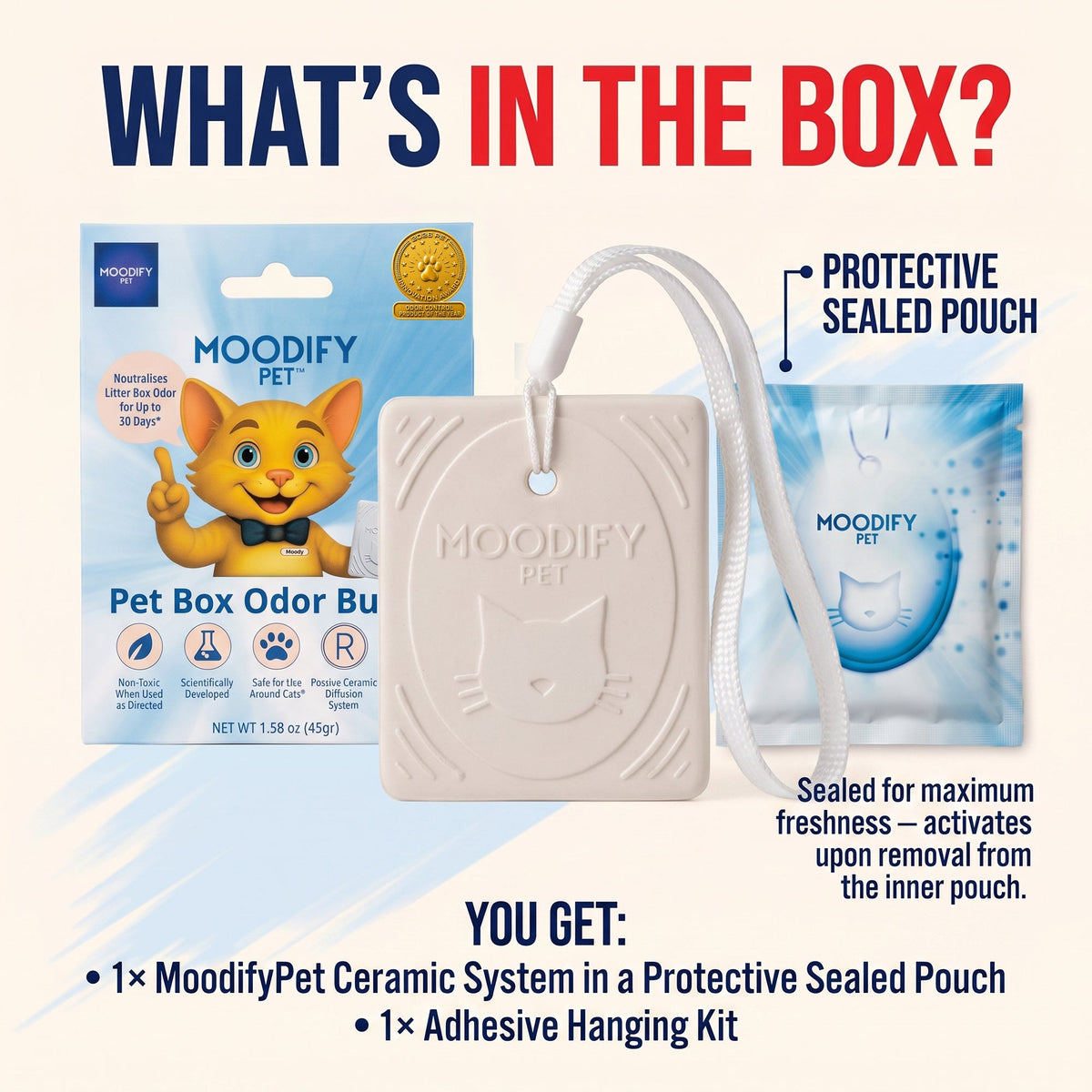 MoodifyPet Cat Litter Box Odor Neutralizer — 3 Pack (Multi-Cat)