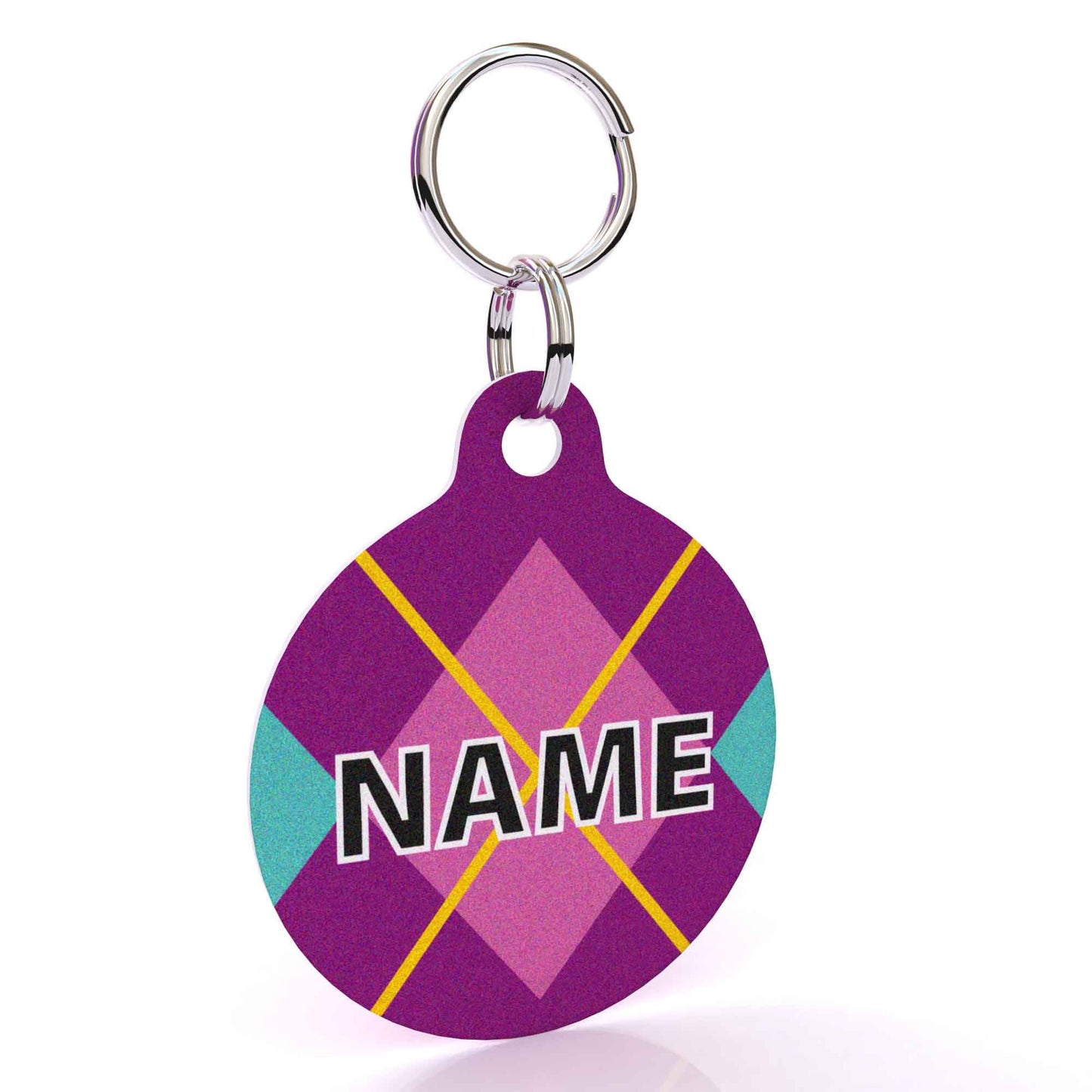Purple Argyle HD Dog ID Tag