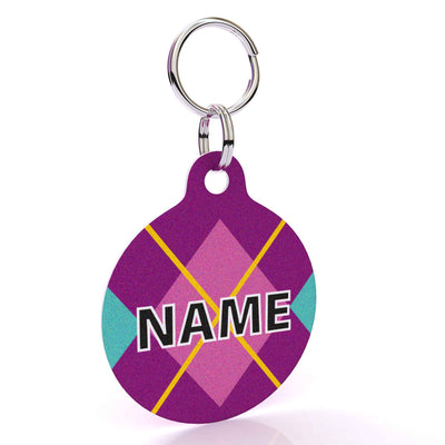 Purple Argyle HD Dog ID Tag