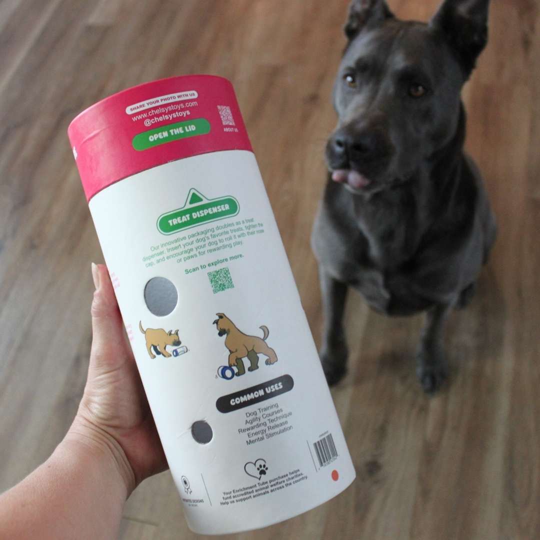 3-in-1 Bundle Enrichment Tube for Dogs - Tug Toy, Treat Dispenser & Snuffle Ball