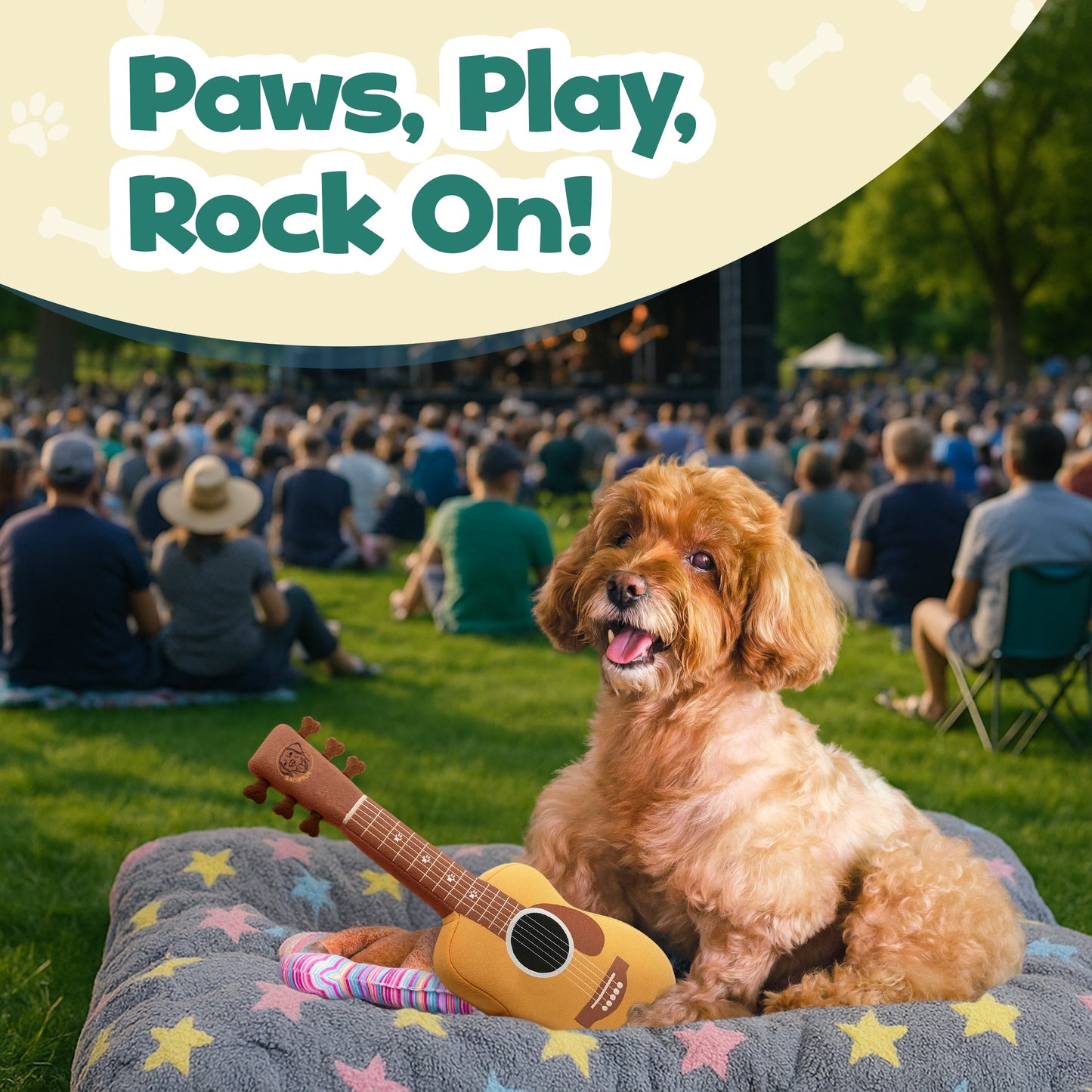 Guitar Squeaky Dog Toy – Plush Crinkle Dog Toy for Medium & Large Dogs, Durable Musical Dog Toy for Tug, Fetch & Birthday Gifts