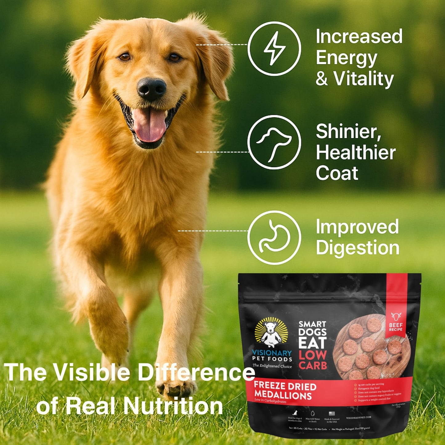 Freeze-Dried Beef Dog Food – High-Protein, Grain-Free Keto Recipe | 25oz Bag