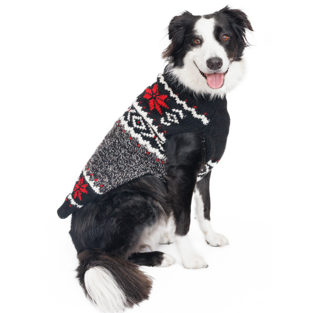 Black Nordic Snowflake Dog Sweater