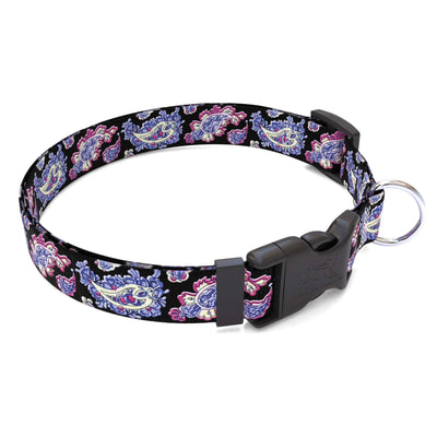 Black Bohemian Paisley Dog Collar