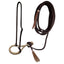 Tahoe 5/8" Rawhide Tan Bosal Mecate Set with Basket-Tooled Leather Hanger with 23 Ft Dark Brown Rope Mecate & Horsehair Tassel - 1 Year Warranty