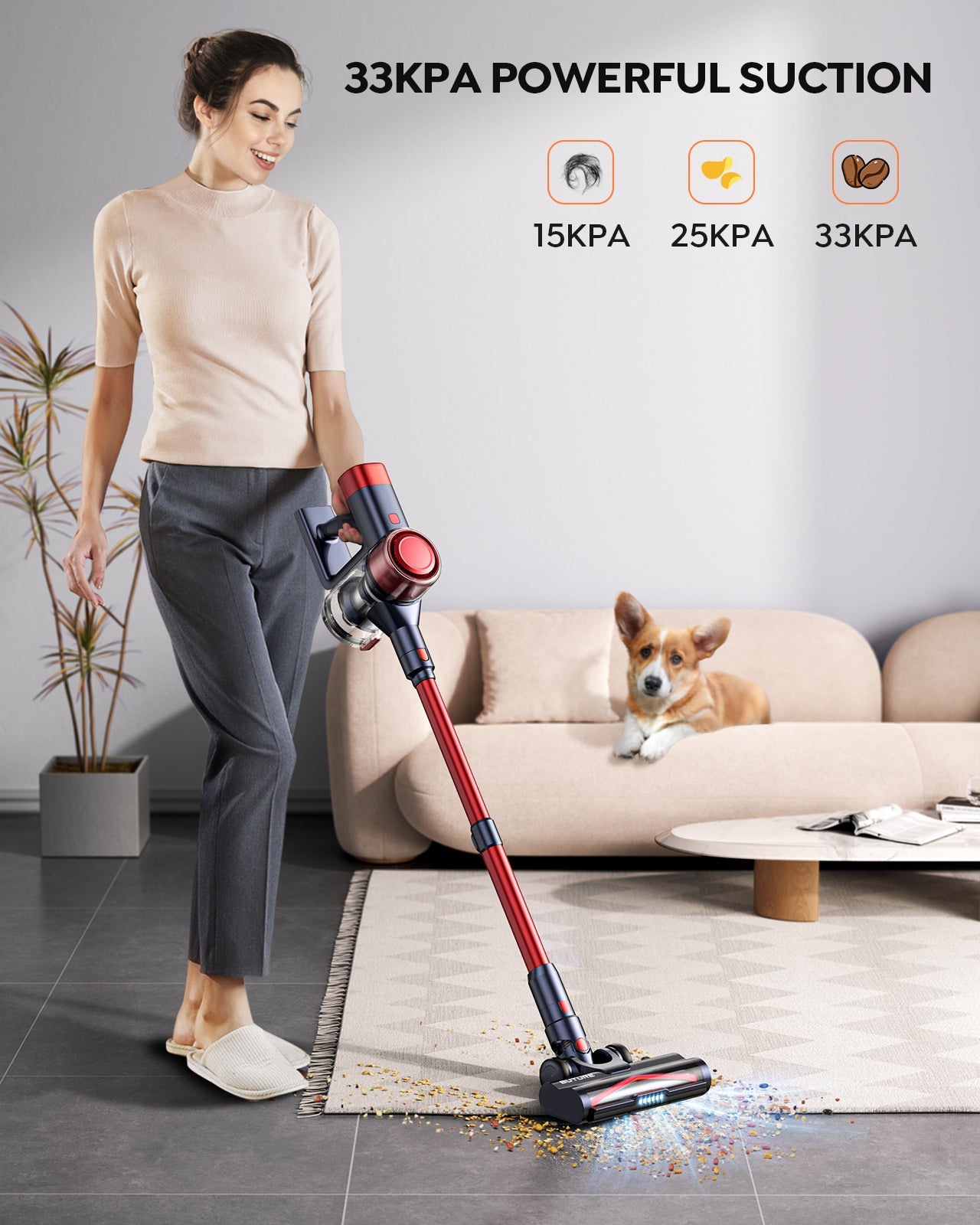 Buture VC50 Red Cordless Vacuum Cleaner