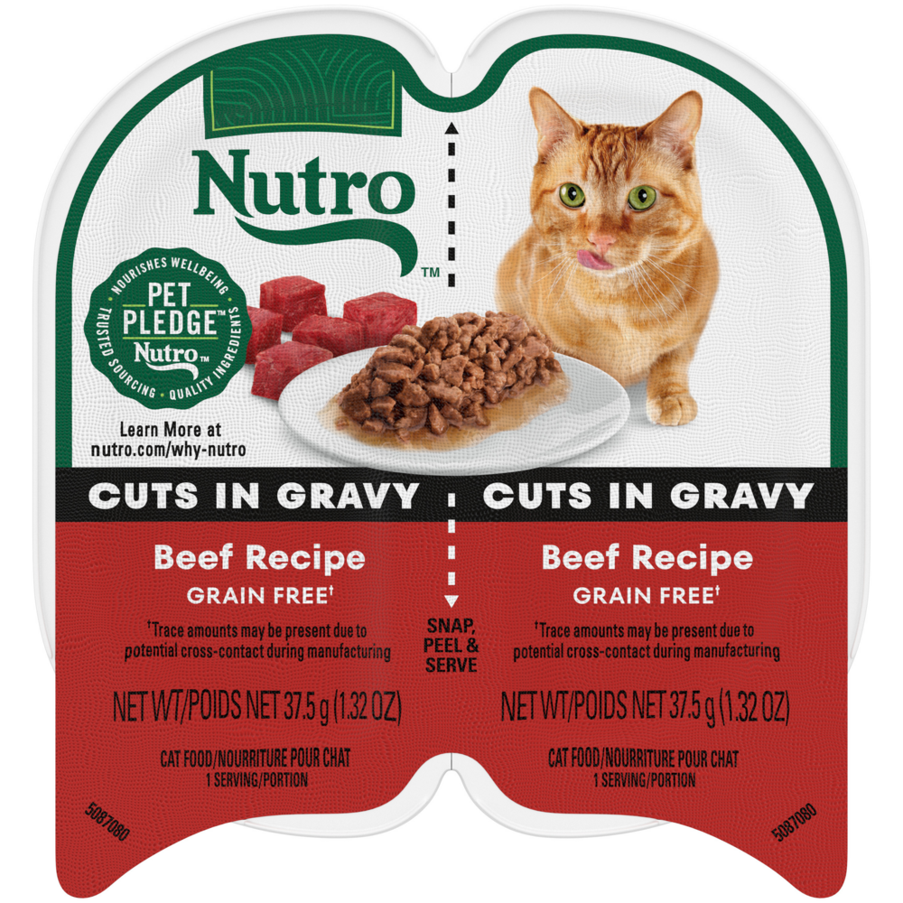 Nutro Perfect Portions Grain Free Cuts In Gravy Real Beef Recipe Wet Cat Food Trays