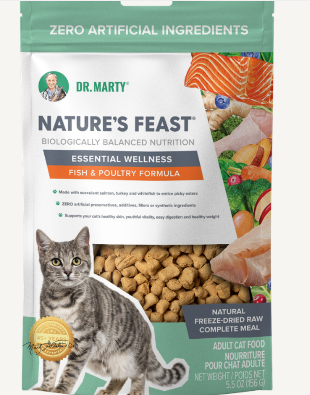 Dr. Marty Natures Feast Freeze Dried Fish & Poultry Cat Pouches