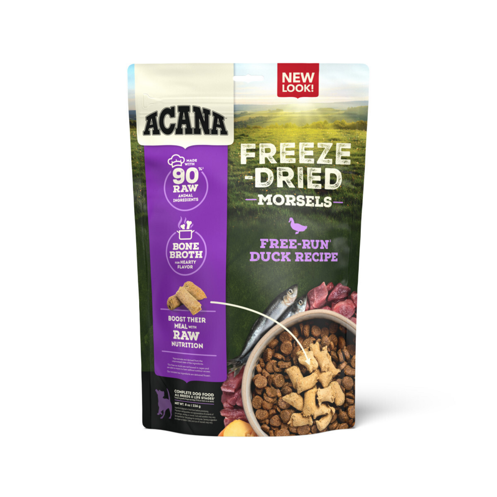 Acana Freeze Dried Dog Food & Topper, Grain Free, High Protein,  Fresh & Raw Animal Ingredients, Duck Recipe, Morsels