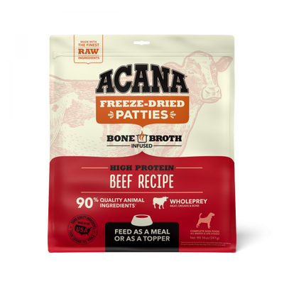 Acana Freeze Dried Dog Food & Topper, Grain Free, High Protein,  Fresh & Raw Animal Ingredients, Ranch Raised Beef Recipe, Patties