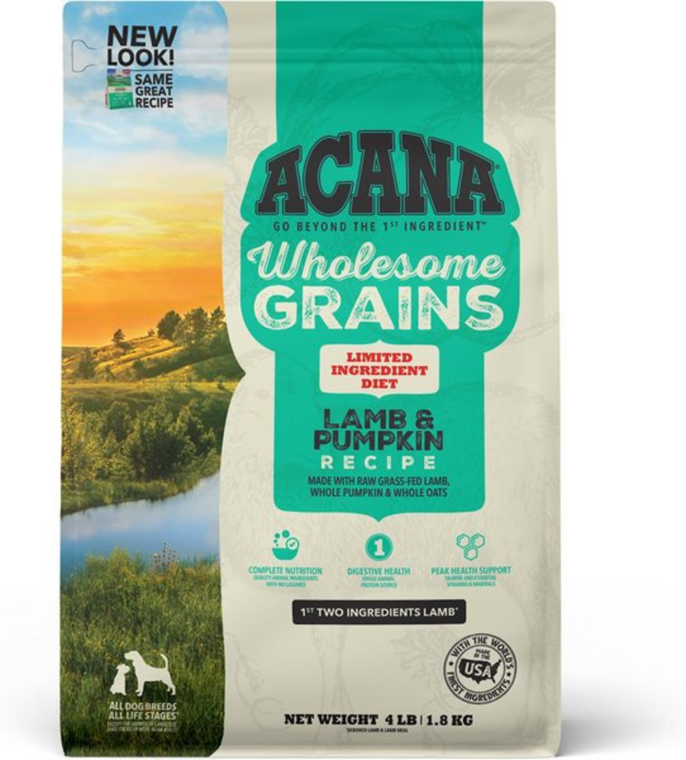 Acana Wholesome Grains, Lamb & Pumpkin Recipe, Limited Ingredient Diet Dry Dog Food
