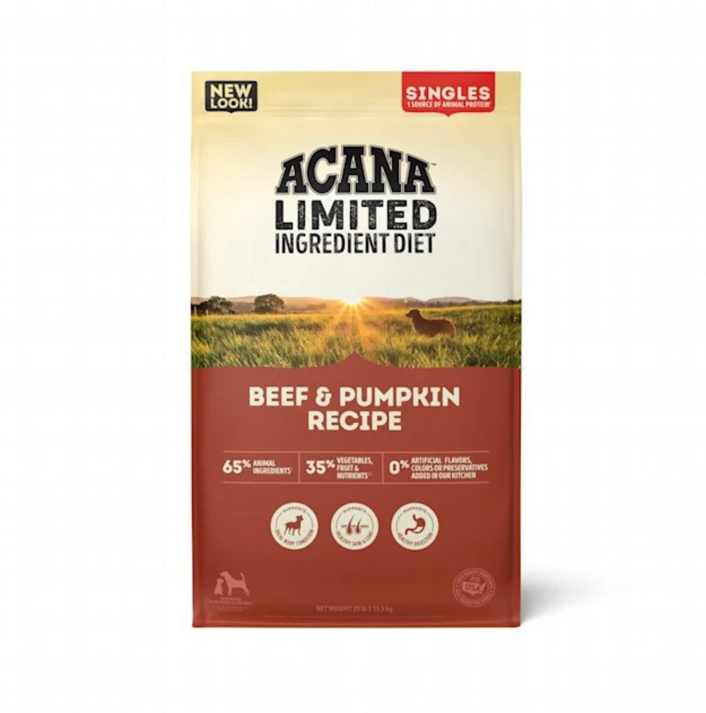 Acana Singles, Beef & Pumpkin Recipe, Limited Ingredient Diet Dry Dog Food