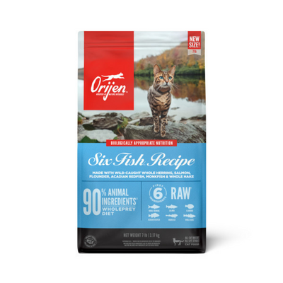 Orijen Grain Free, Premium, High Protein, Fresh & Raw Animal Ingredients, Six Fish Dry Cat Food