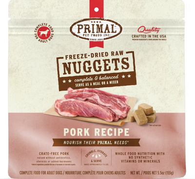 Primal Freeze-Dried Nuggets Grain Free Pork Formula Complete Diet Dog Food