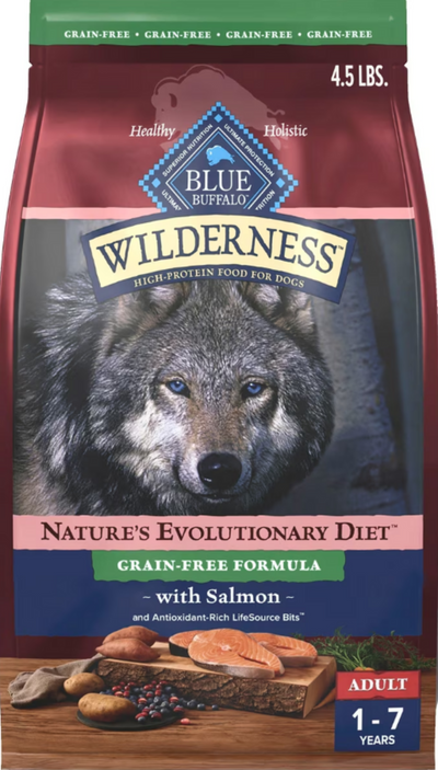 Blue Buffalo Wilderness Grain Free Natural Salmon Recipe Adult Dry Dog Food
