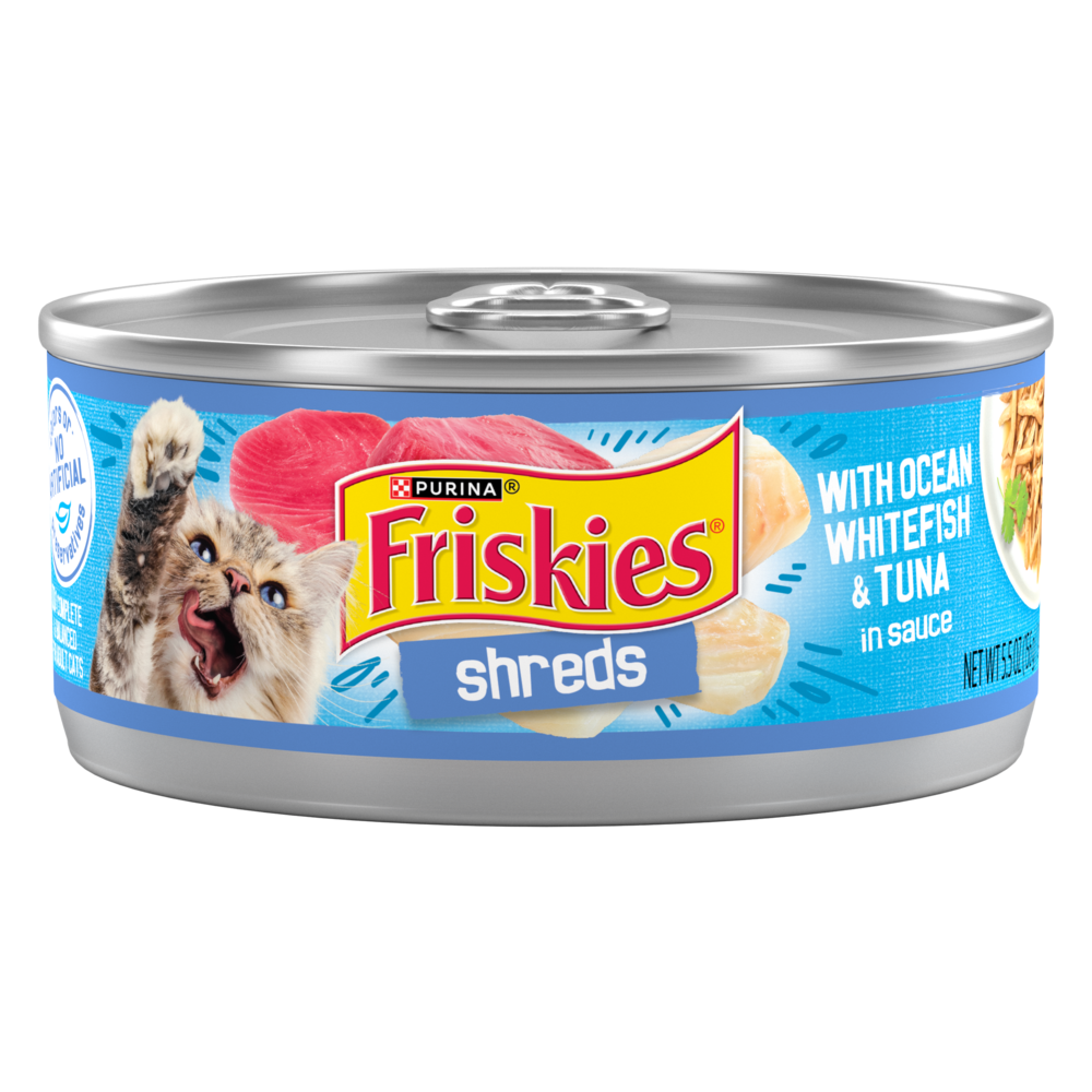 Friskies Savory Shreds Ocean Whitefish and Tuna Wet Cat Food