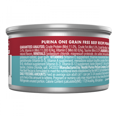 Purina One Grain Free Premium Pate Beef Wet Cat Food