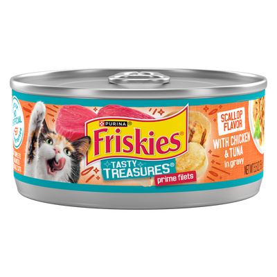 Friskies Tasty Treasures Gravy Chicken Tuna and Scallop Wet Cat Food