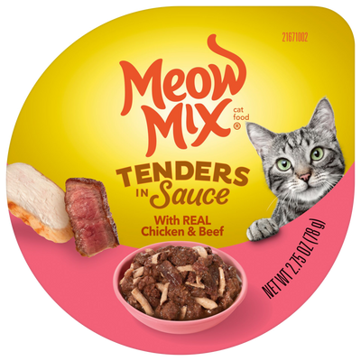 Meow Mix Tender Favorites Real Chicken and Beef in Gravy Cat Food Cups