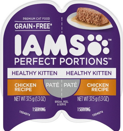 Iams Perfect Portions Healthy Kitten Chicken Pate Wet Cat Food Tray