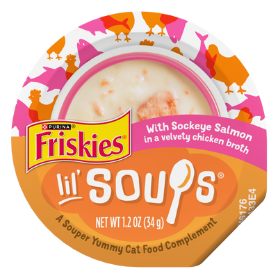 Friskies Lil' Soups Grain Free Sockeye Salmon in Chicken Broth Wet Cat Food