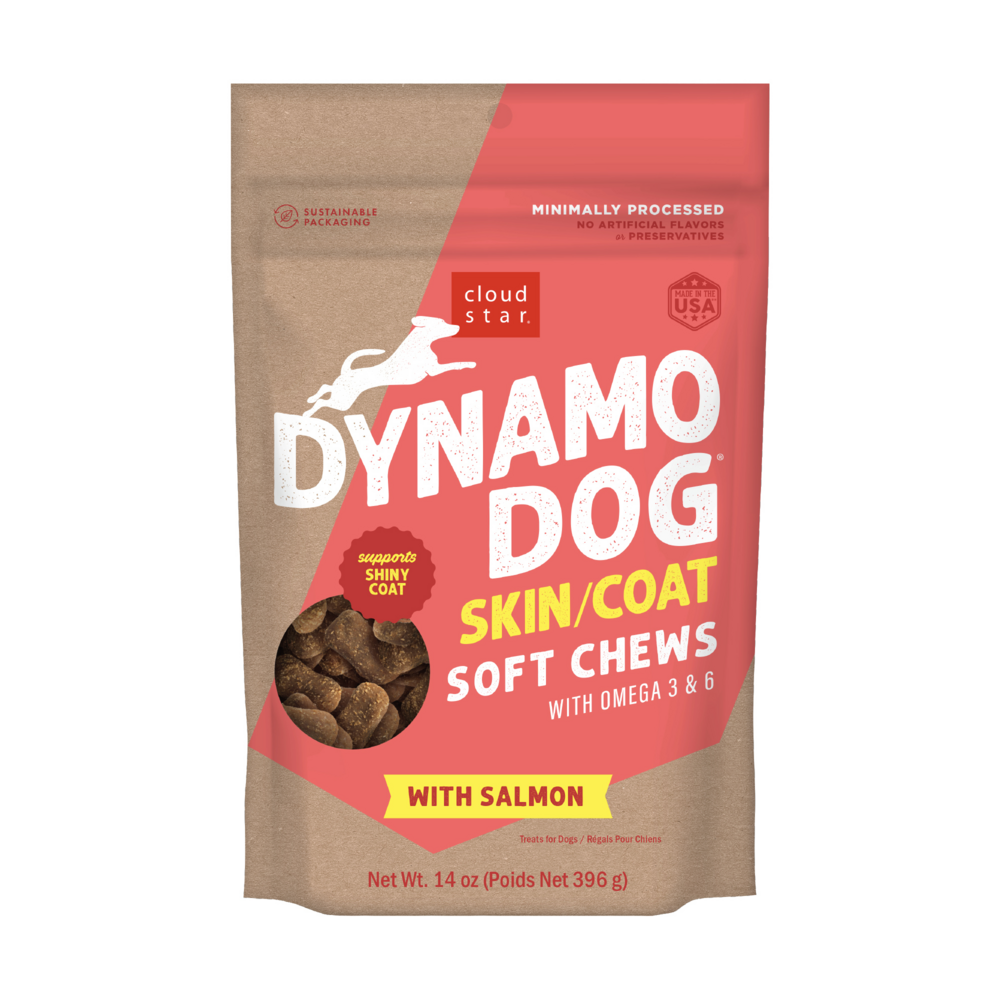 Cloud Star Dynamo Dog Functional Soft Chews Skin and Coat Salmon Dog Treats