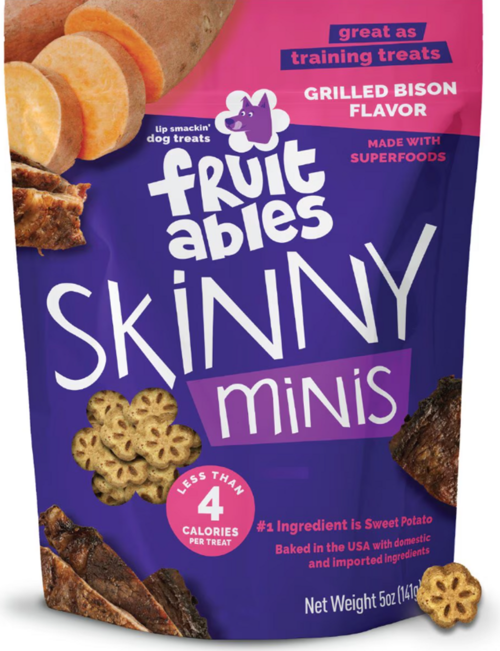 Fruitables Skinny Minis Grilled Bison Flavor Soft & Chewy Dog Treats