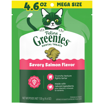 Feline Greenies Adult Natural Dental Care Savory Salmon Flavor Cat Treats