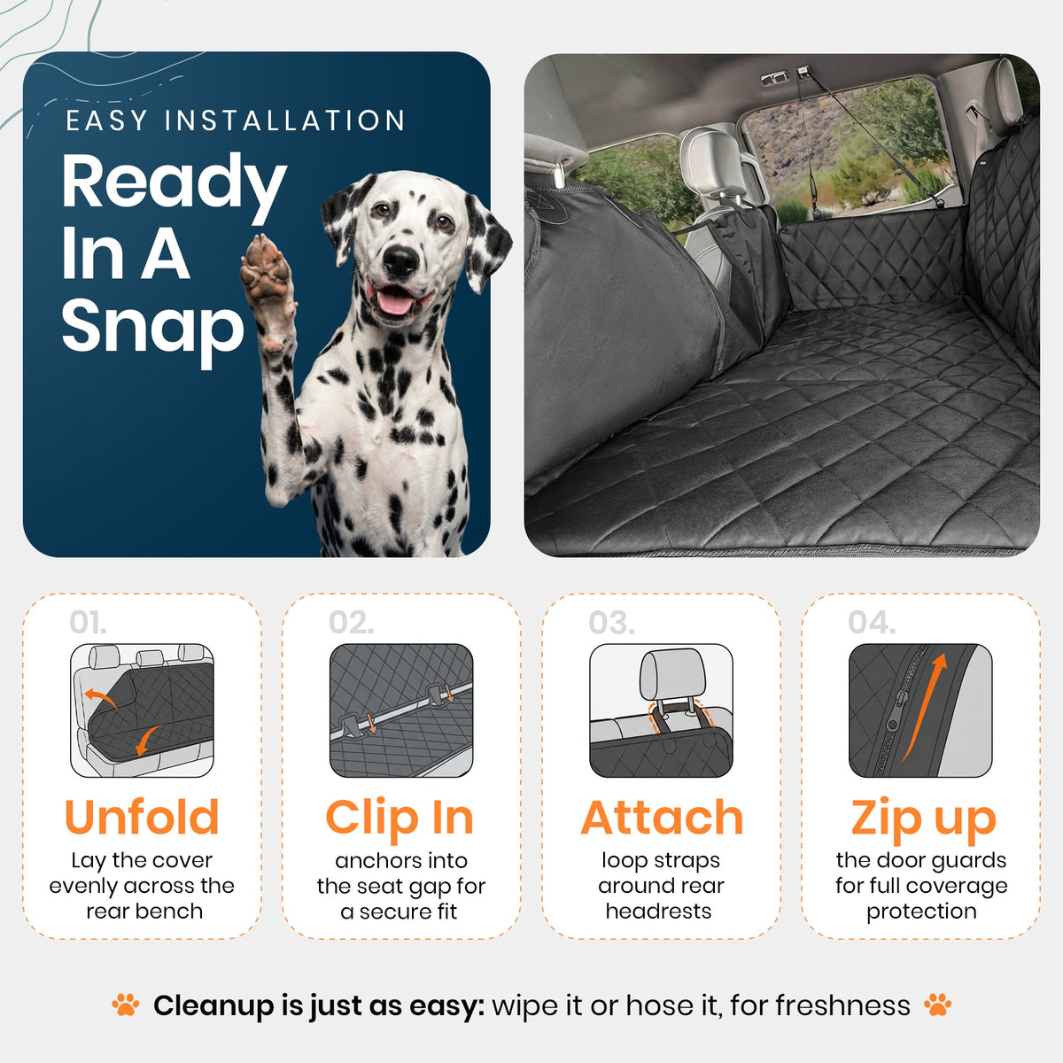 4Knines Hard Bottom Extender Car Seat Cover for Dogs - XL
