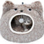 Cat Bed Cave for Indoor Cats, Plush Hooded Cat Bed with Removable Cushion