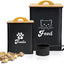 Airtight Cat Food Storage Containers with Scoop, 2-Piece Black Canister Set