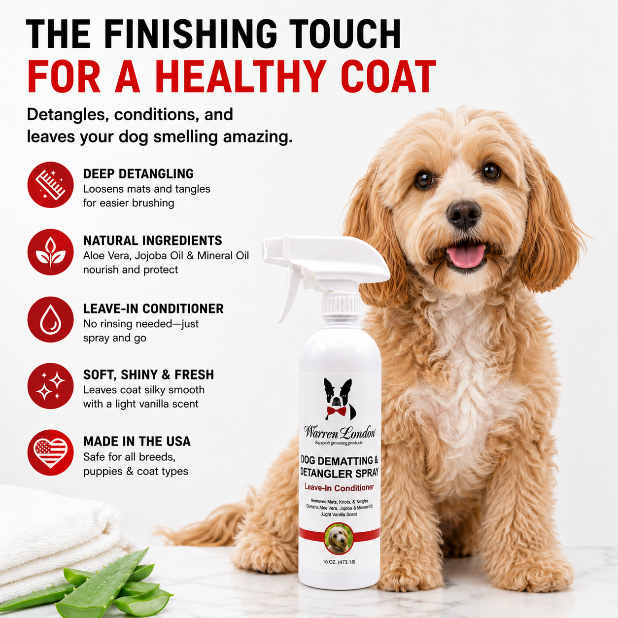 Dog De-matting and Detangler Spray - Leave-In Conditioner