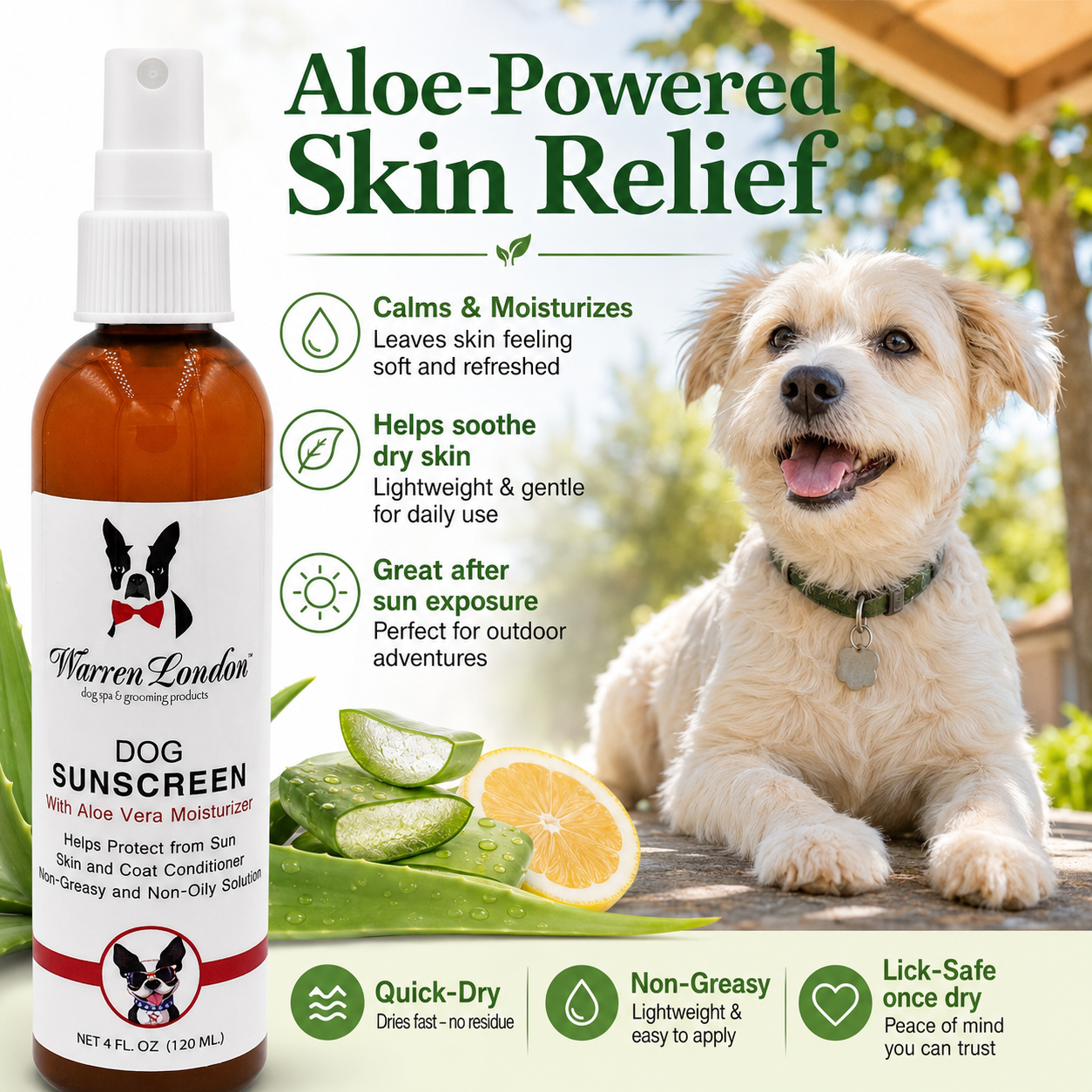 Dog Sunscreen With Aloe Vera Moisturizer
