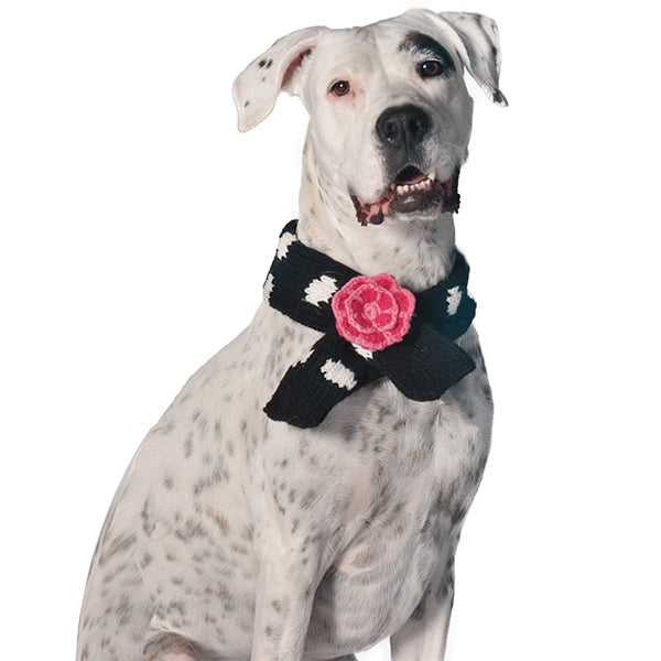 Black Polka Dot Flower Scarf