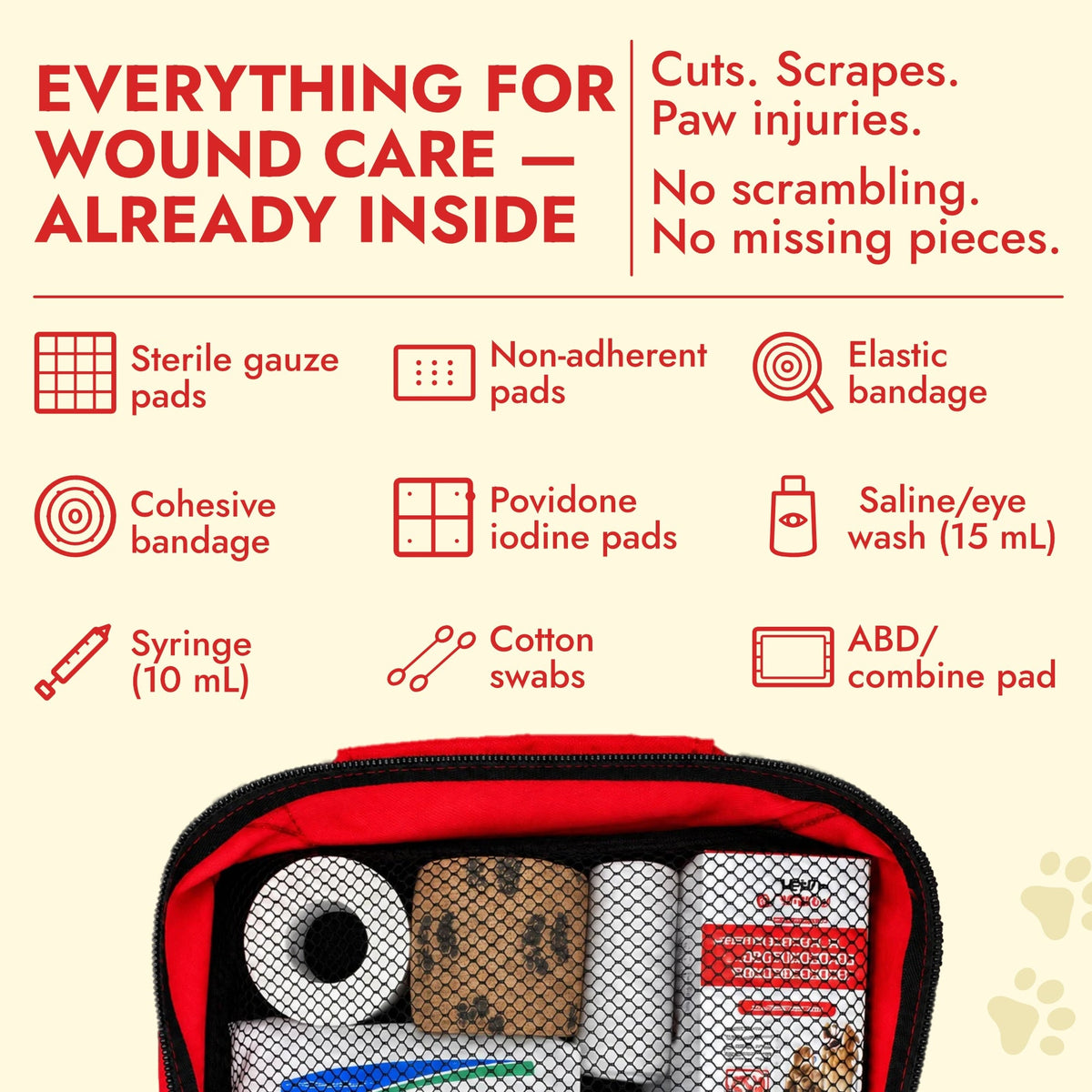PetVet Medic® Essential Pet First Aid Kit-37 piece Dog & Cat Emergency Kit with Veterinarian-Curated Supplies & First Aid Guide
