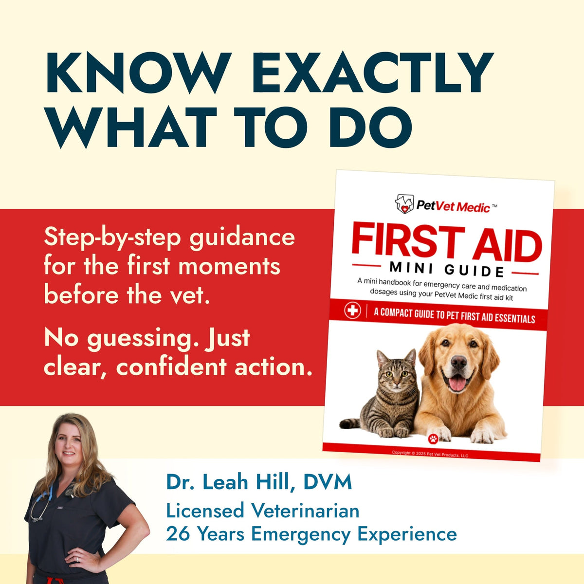 PetVet Medic® Essential Pet First Aid Kit-37 piece Dog & Cat Emergency Kit with Veterinarian-Curated Supplies & First Aid Guide