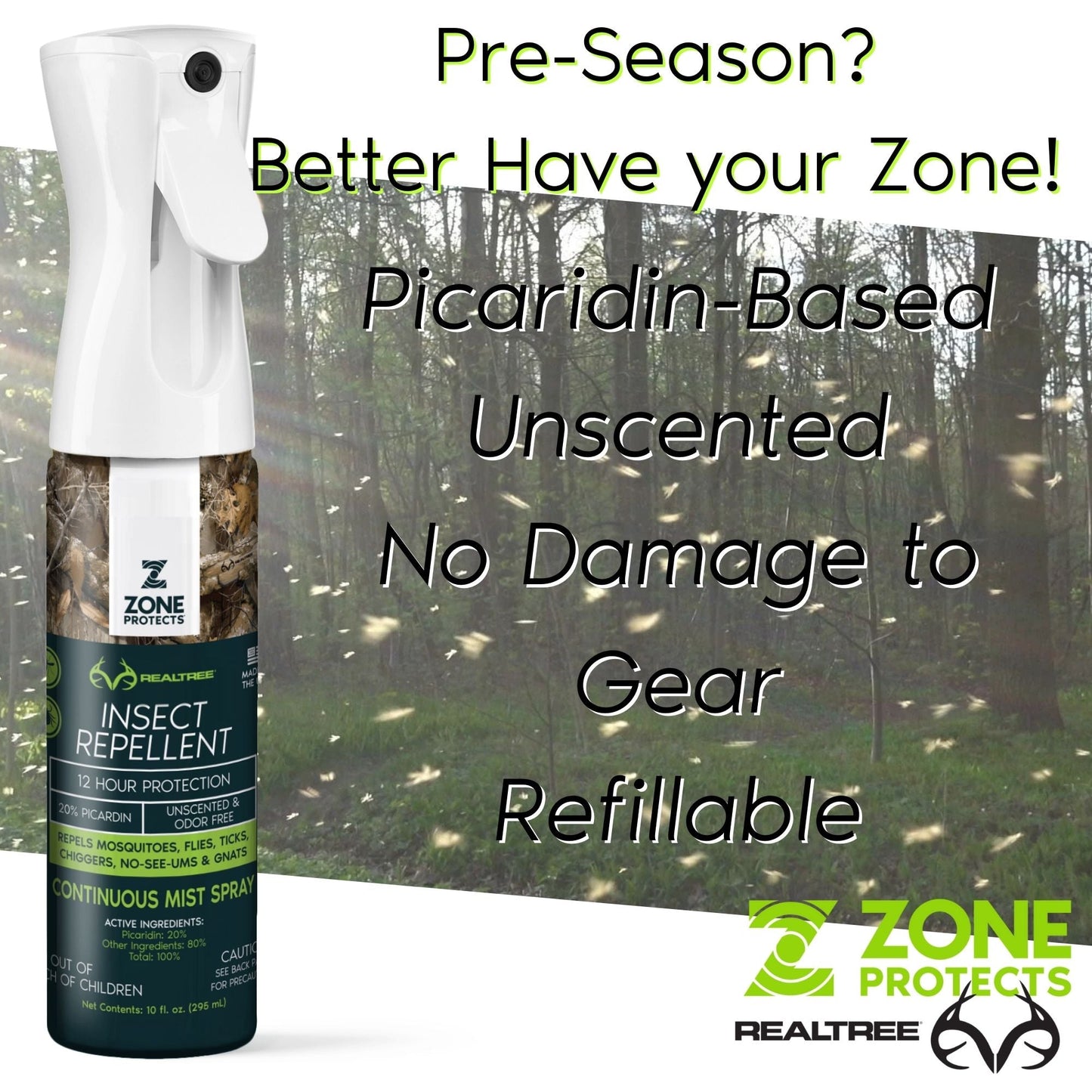Zone Realtree Picaridin Insect Repellent 10oz Mistosol Spray