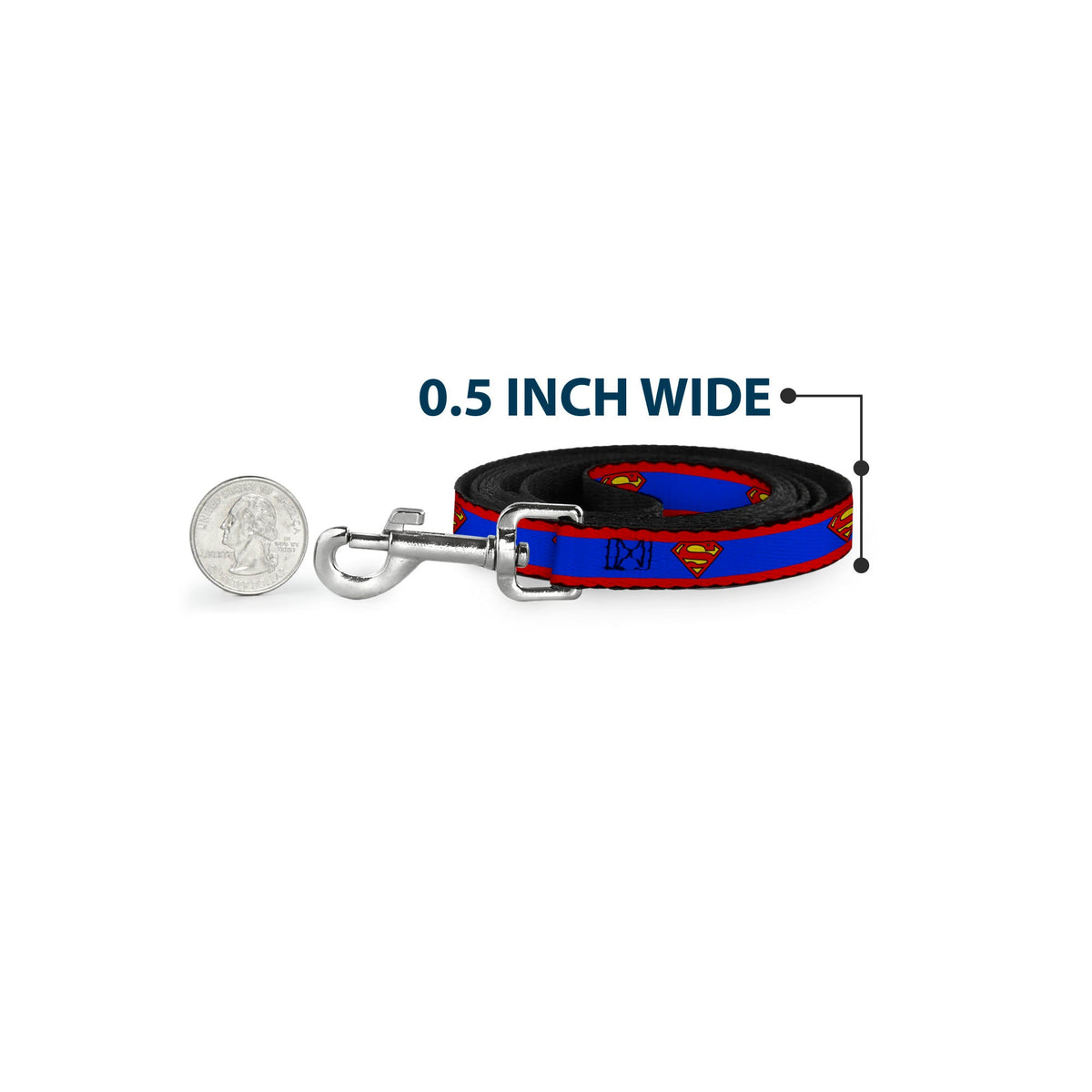 Dog Leash - Superman Shield/Stripe Red/Blue