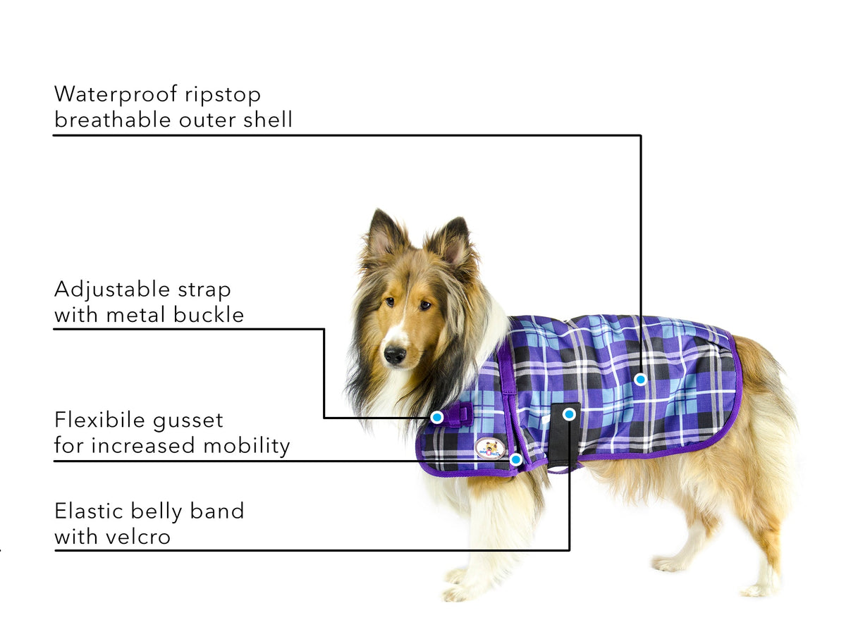 Derby Originals Ruff Pup Green Fawn Plaid Dog Coat – 1200D Waterproof Ripstop, 150g Insulated Winter Jacket, Breathable 3-Layer Design, Adjustable Fit, 2-Year Warranty