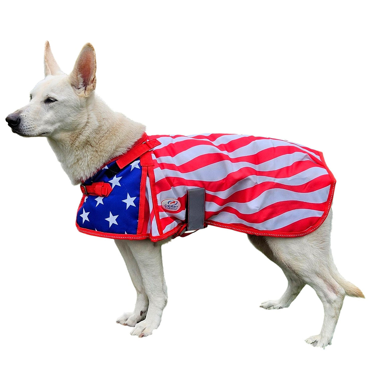 Derby Originals 600D Stars & Stripes Waterproof Dog Coat 70D Lining, 150 Polyfill