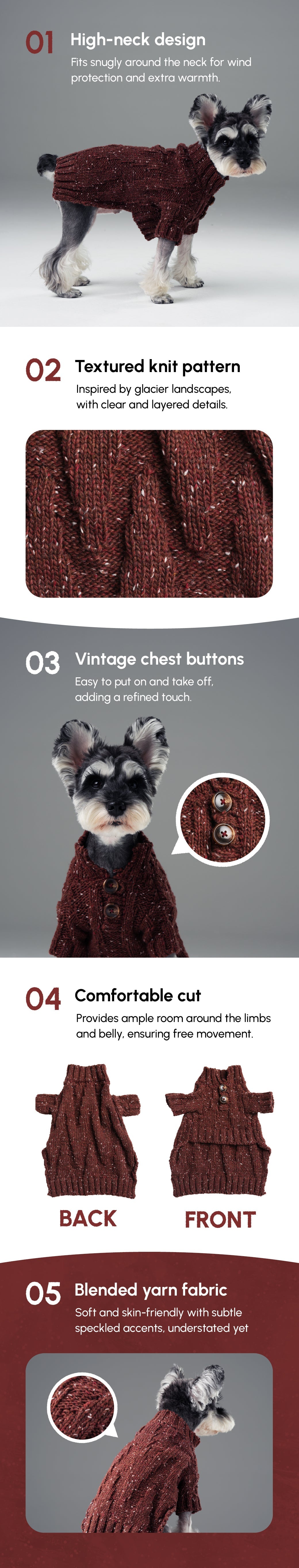 GLACIER PET SWEATER - BURGUNDY