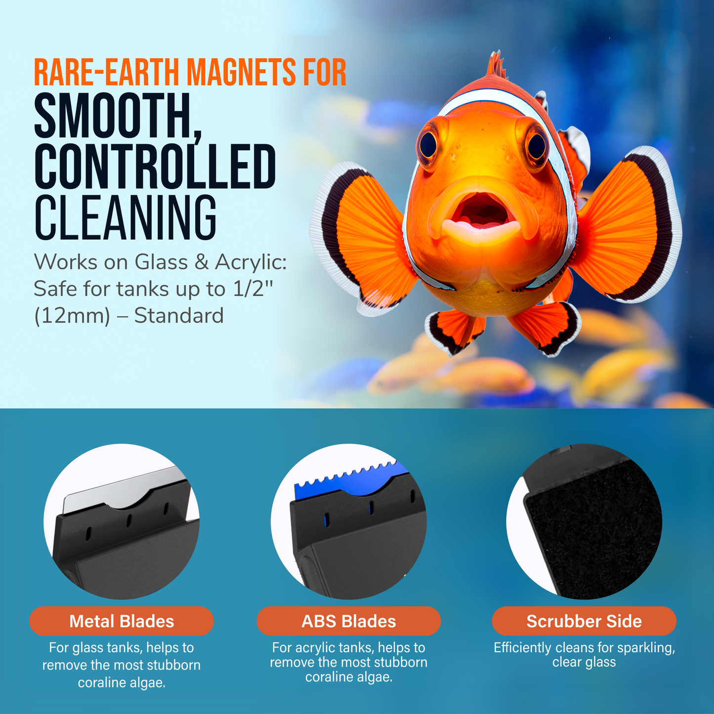 Flipper Edge 2 in 1 Floating Magnetic Aquarium Algae Cleaner (Standard)